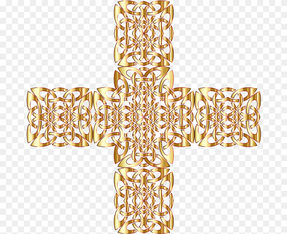 Download Golden Celtic Knot Cross 3 Without Gold Celtic Knot, Symbol Png Image