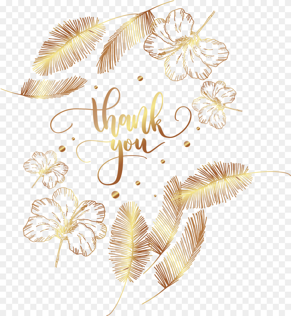 Download Golden Feather Flowers Icon Free Thank You Flower Transparent, Art, Graphics, Pattern, Floral Design Png