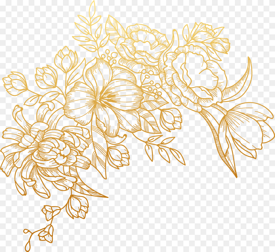 Download Golden Flower Painted Euclidean Vector Flowers Gold Flower Vector, Art, Floral Design, Graphics, Pattern Free Transparent Png