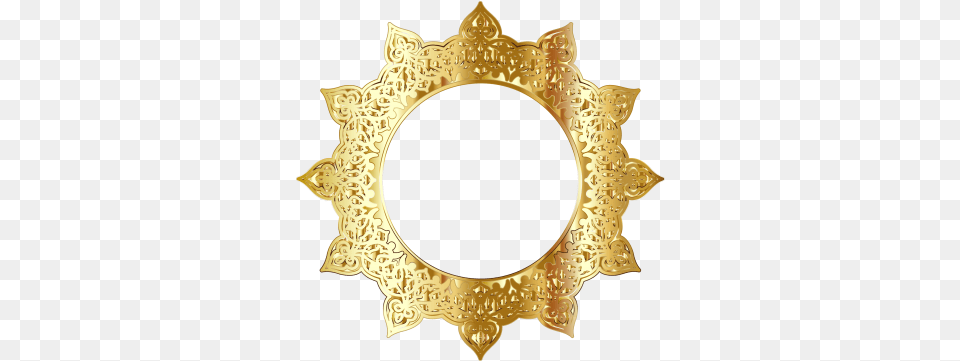 Download Golden Round Frame Border Circle Frames Gold Golden Round Frame, Accessories, Chandelier, Lamp, Jewelry Png Image