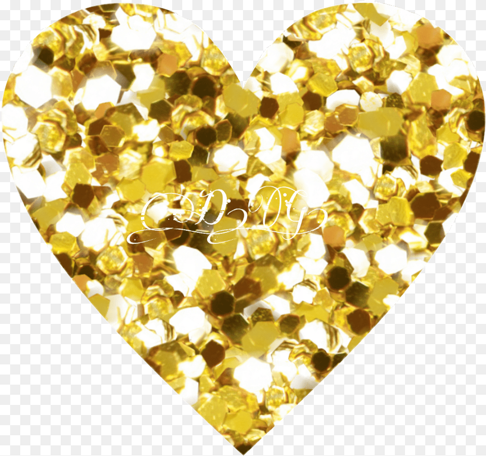 Download Goldheart Sticker Heart Full Size Glitter Gold Heart Clipart, Accessories, Diamond, Gemstone, Jewelry Png Image