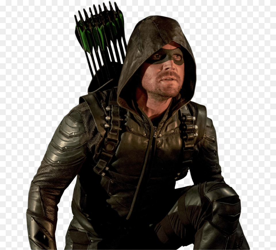 Download Green Arrow Movie Tv Arrow Season 7 Characters Batwoman And Arrow, Jacket, Clothing, Coat, Person Free Transparent Png