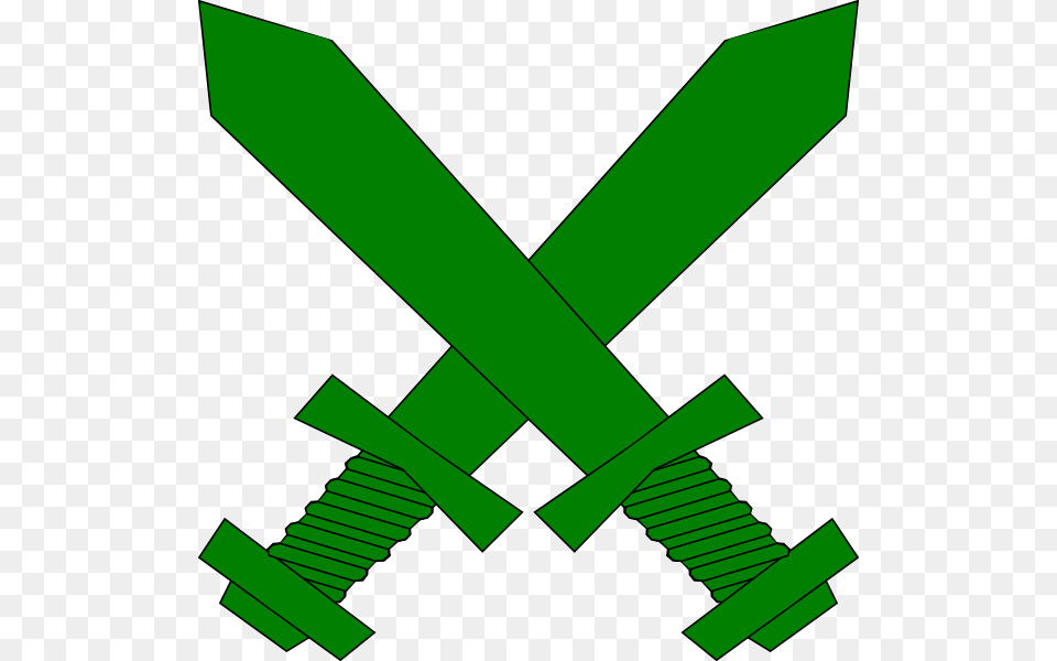 Download Green Crossed Swords Clipart, Sword, Weapon, Rocket Png Image