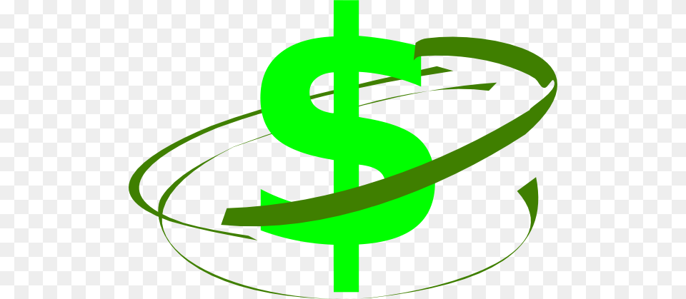 Green Swirl Around Money Sign Clipart, Symbol, Recycling Symbol, Text Free Png Download