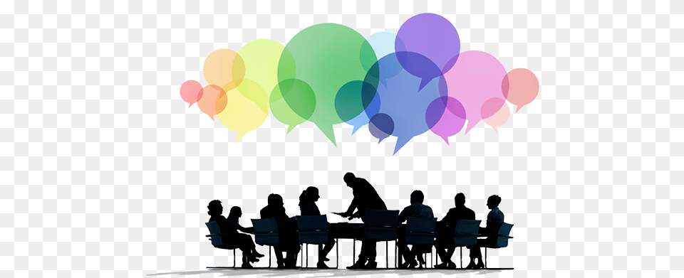 Group Of People With Creative Speech Bubbles Transparent Background Discussion Clipart, Person, Balloon, Crowd, Adult Free Png Download