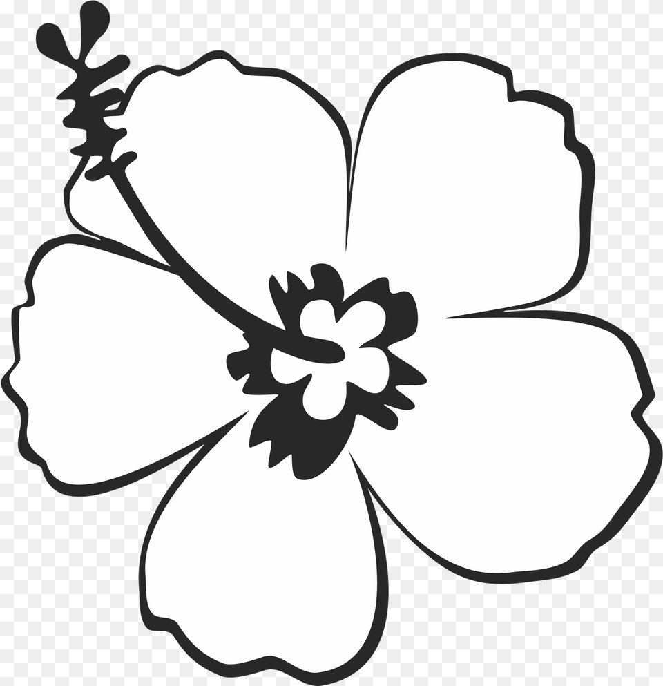 Download Group Stylish Rubber Stamp Flower Leaf Stamps Outline Image Of Hibiscus, Plant Free Transparent Png