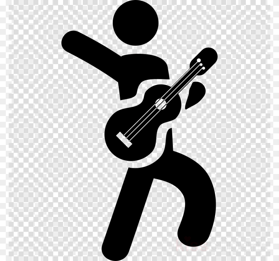 Download Guitarist Icon Clipart Acoustic Guitar Playing Instrument Icon, Stencil, Musical Instrument Free Png