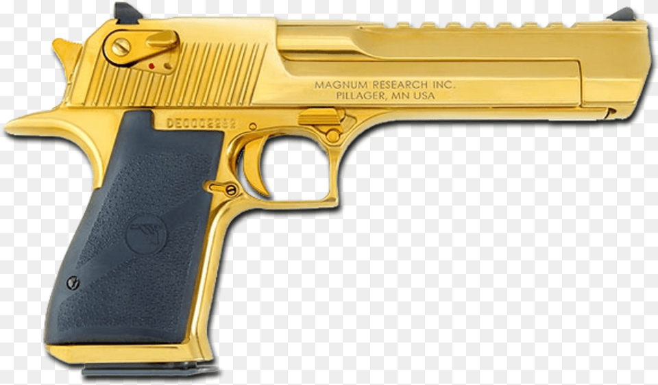 Download Gun Deagle Golden Deserteagle Gold Pistol Weapon Desert Eagle 50 Ae Gold, Firearm, Handgun Png Image