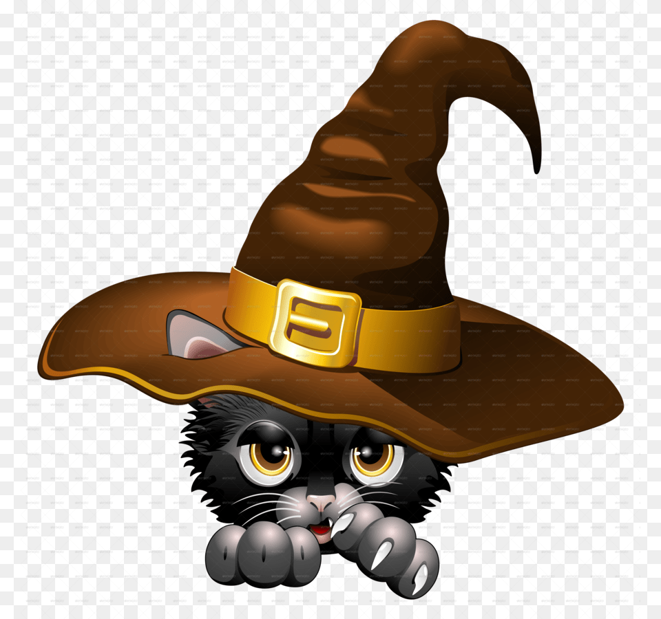 Halloween Cartoon Black Cats Clipart Kitten Cat Clip Art, Clothing, Hat, Accessories, Adult Free Png Download