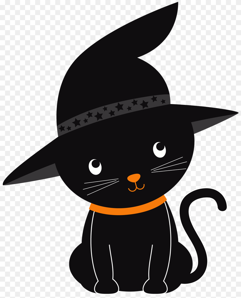 Download Halloween Cute Halloween Cat Cute Halloween Black Cat Clipart, Clothing, Hat, Animal, Fish Png