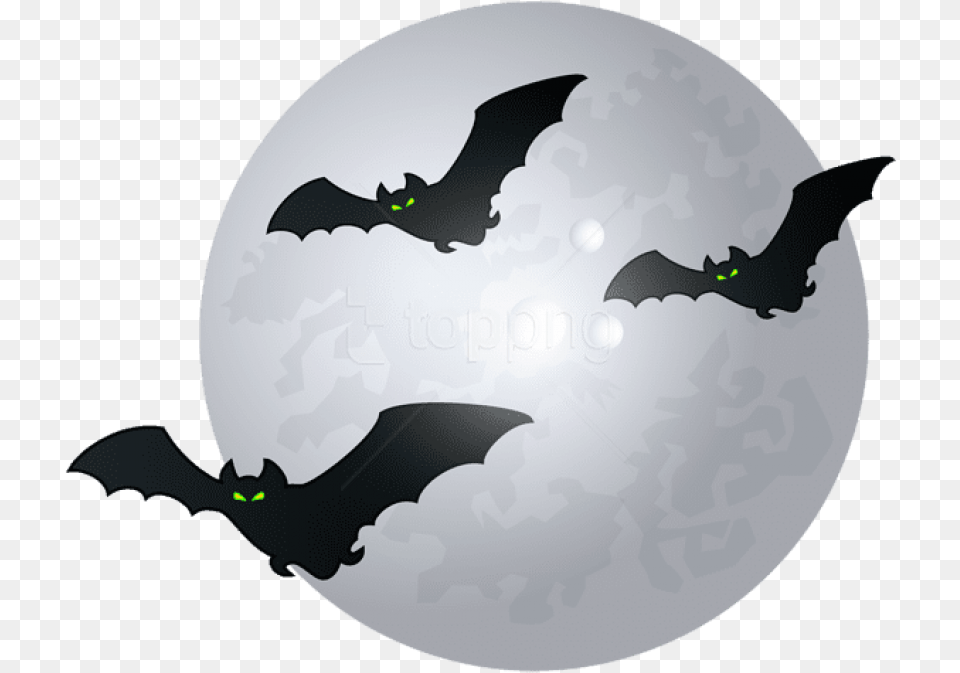 Download Halloween Moon With Bats Images Background Spooky Moon Clipart, Animal, Mammal, Wildlife, Astronomy Png