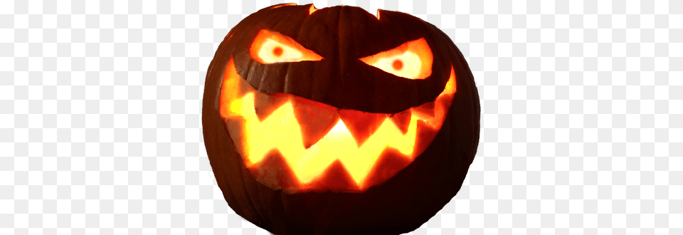 Download Halloween Pumpkin With Glowing Eyes By Astoko Pumpkin Happy Halloween, Festival, Jack-o-lantern, Food, Plant Png Image