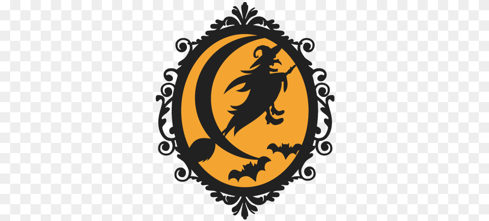 Halloween Witch Frame Svg Scrapbook Cut File Cute Silhouette, Logo, Dragon, Face, Head Free Png Download