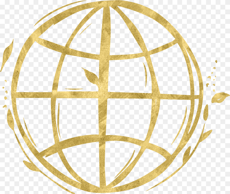 Hand Drawn Social Media Gold World Icon Gold Website Icon, Sphere, Astronomy, Outer Space, Planet Free Png Download