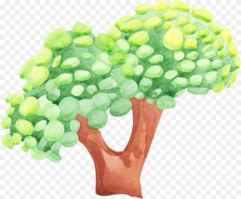Download Hand Painted A Big Tree Transparent Portable Network Graphics, Plant, Broccoli, Food, Produce Free Png