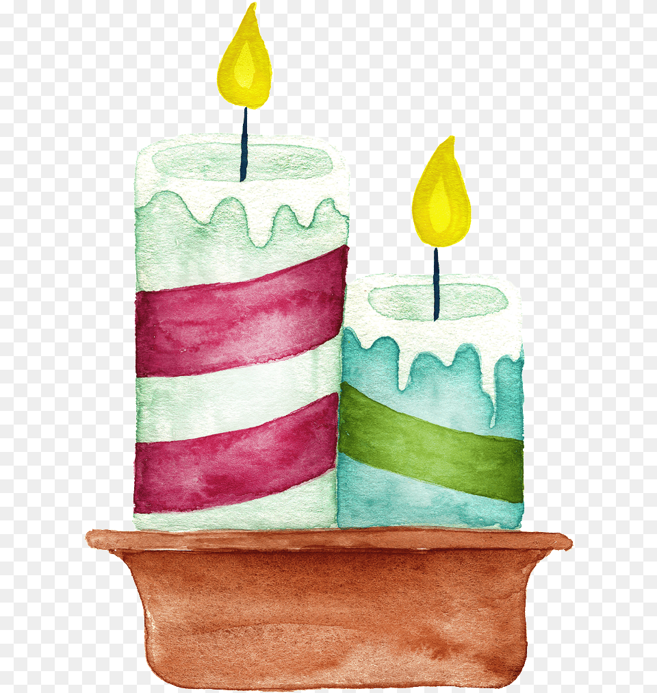 Download Hand Painted Two Christmas Candles Transparent Boat, Birthday Cake, Cake, Cream, Dessert Png