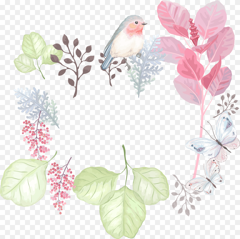 Download Hand Painted Watercolor Heart Shaped Leaf Vectors Canary, Plant, Animal, Art, Bird Png Image