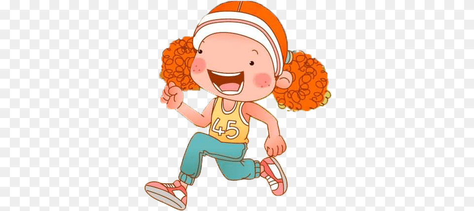 Download Happy Apple Running Clipart Animated Girl Running, Baby, Person, Face, Head Free Png
