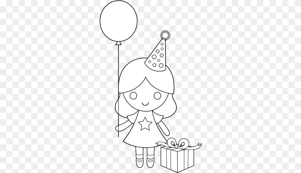 Download Happy Birthday Line Drawing Easy Birthday Drawing For Kids, Clothing, Hat, Face, Head Png Image
