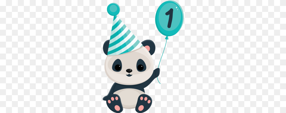Download Happy Birthday Panda Clipart Giant Panda Birthday Clip, Clothing, Hat, Party Hat, Food Png