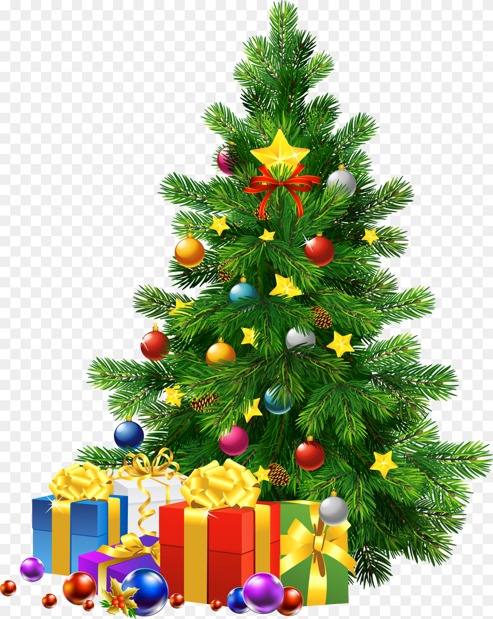 Download Happy Christmas Tree Christmas Tree With Gifts Png