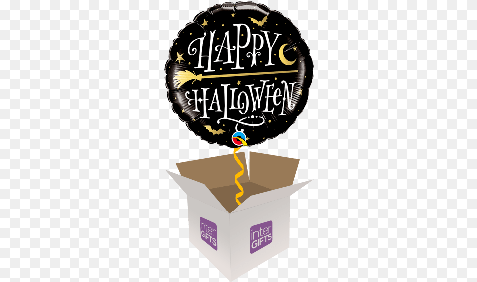 Download Happy Halloween Golden Broomstick Full Size Birthday Balloons, Box, Cardboard, Carton, Ammunition Free Transparent Png