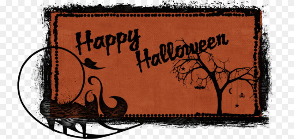 Haunted Tree Banner Halloween Gif Banner Transparent Halloween Gif, Home Decor, Text, Blackboard Free Png Download