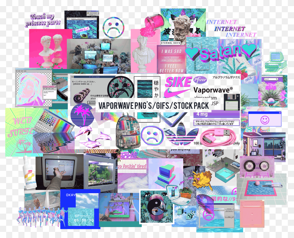 Download Hd 1 Mar Vaporwave, Advertisement, Poster, Art, Collage Png Image