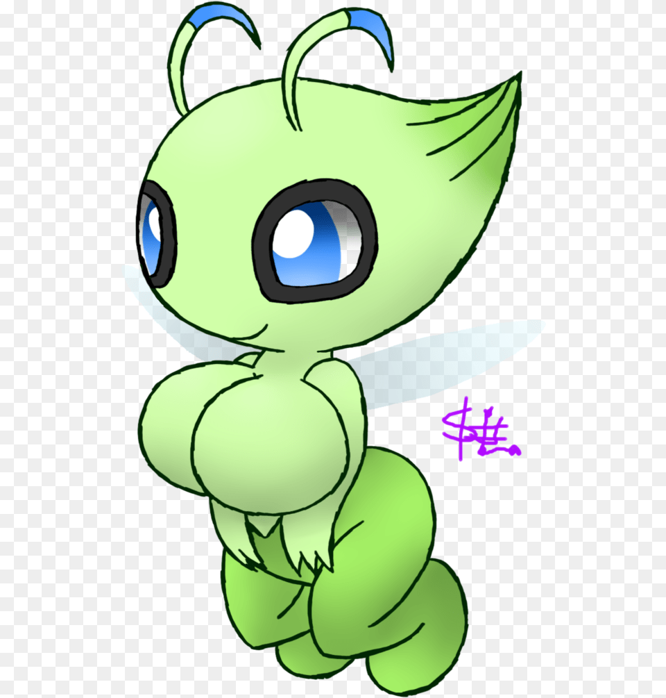 Download Hd 296kib 1024x1075 Celebi Legendary Tribal Tattoos Pokemon, Baby, Person, Green Png Image