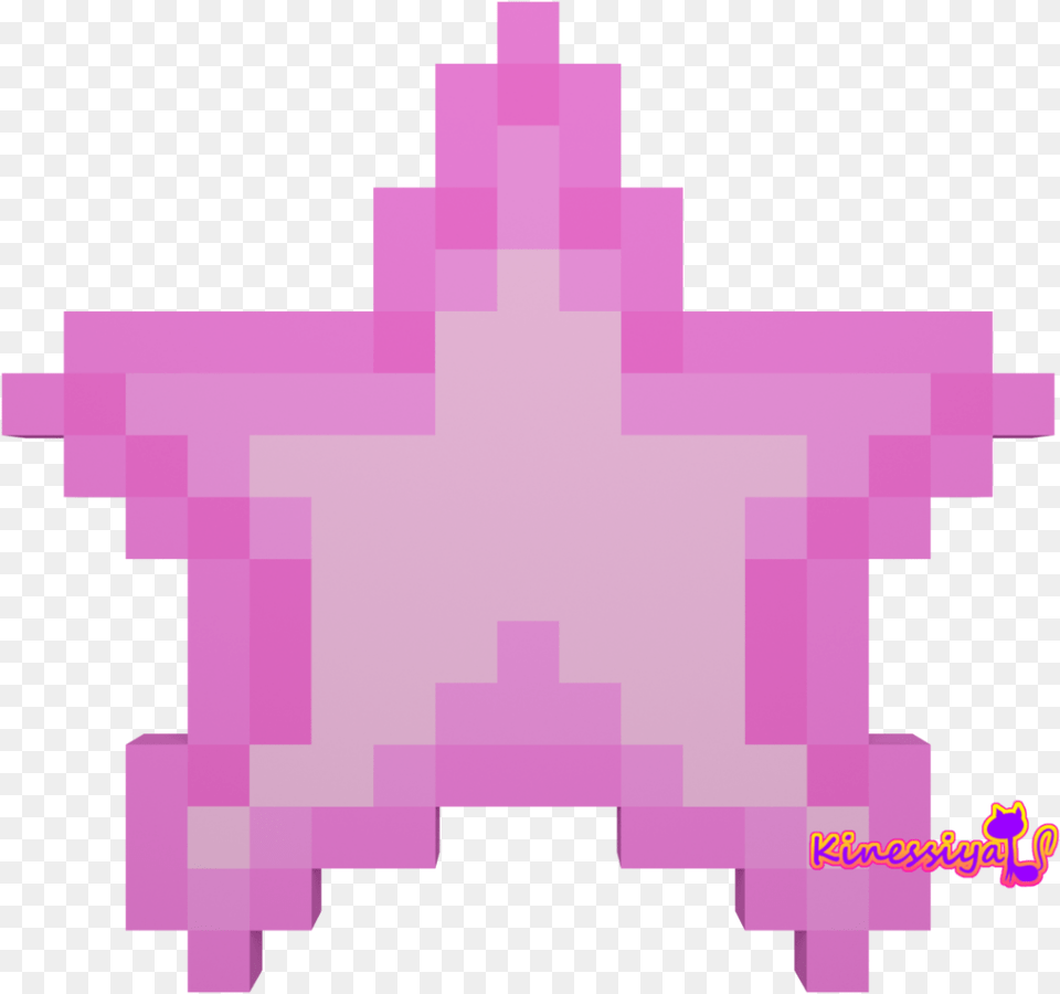 Download Hd 3d Art Pink Star 8 Bit Star Transparent, Purple, Symbol, Cross Free Png