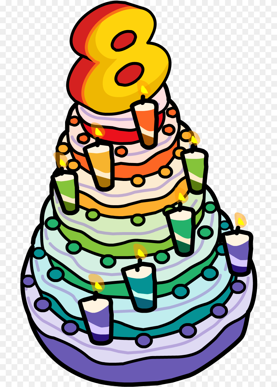 Download Hd 8th Anniversary Party Cake Birthday Cake 8 8 Birthday Cake, Birthday Cake, Cream, Dessert, Food Free Png