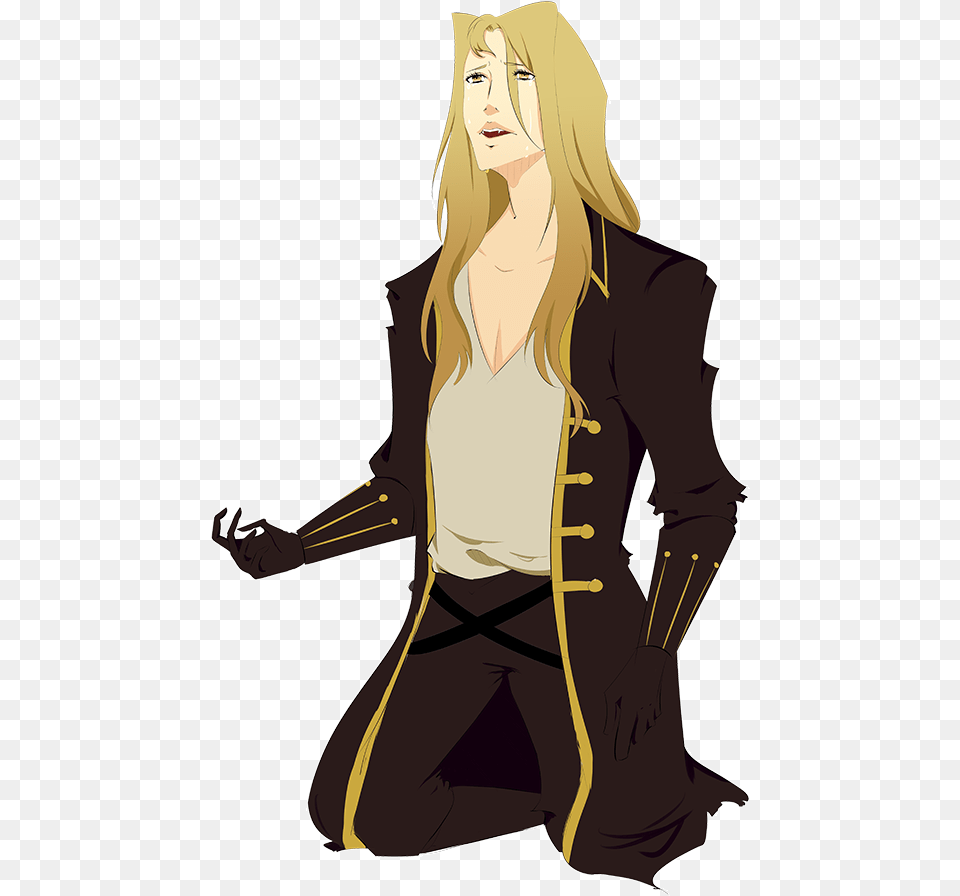 Download Hd A Sad Transparent Alucard Anime, Sleeve, Clothing, Coat, Long Sleeve Png