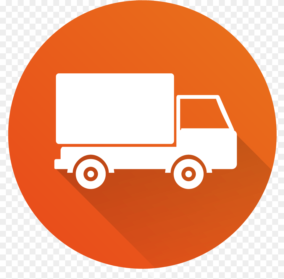 Download Hd Acorn Insurance Orange Van Icon Image Jolt Van Salesman Icon, Moving Van, Transportation, Vehicle, Disk Free Png