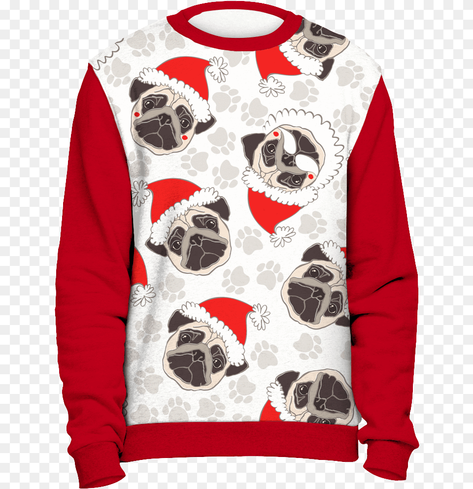 Download Hd All Over Pug Face Christmas Sweater Kappa Pug, Sweatshirt, Sport, Soccer Ball, Soccer Png Image