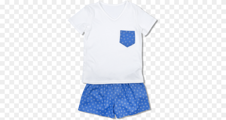 Hd Amiki Ss18 Pyjamas Leon Blue Stars Board Short Pajamas, Accessories, Clothing, Formal Wear, T-shirt Free Png Download