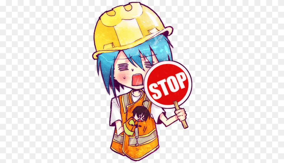 Download Hd Anime Construction Worker Anime Worker Stop Looking At My Screen, Sticker, Book, Comics, Publication Png Image
