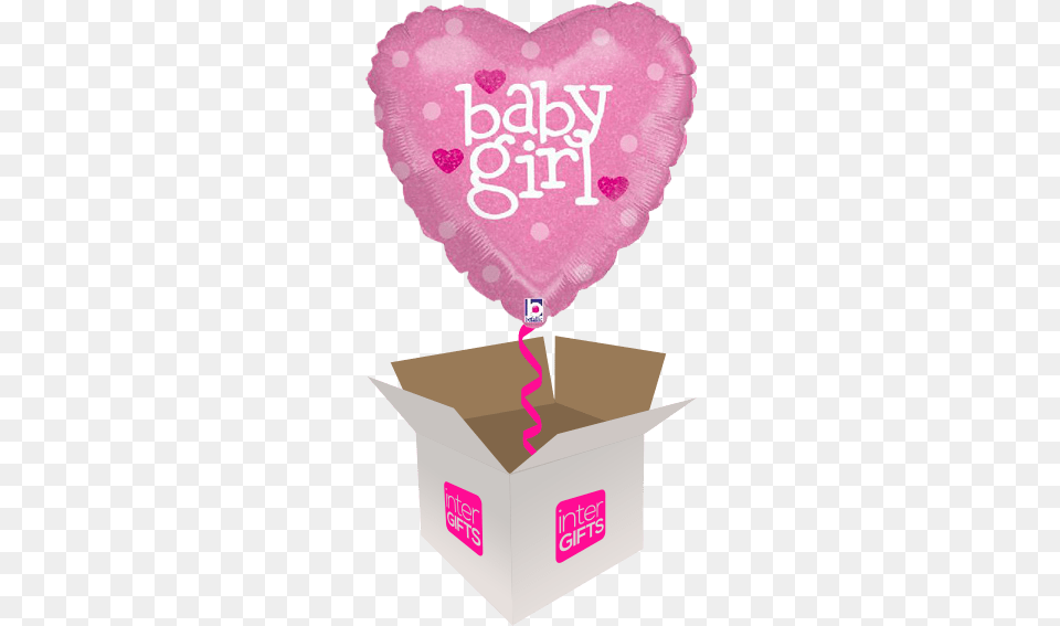 Download Hd Baby Girl Pink Hearts Balloon, Box, Diaper, Cardboard, Carton Free Transparent Png