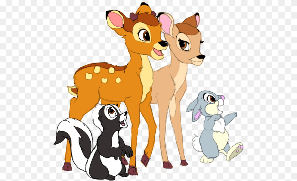 Download Hd Bambi Faline Thumper Flower Bambi And Bambi And Thumper And Faline, Animal, Wildlife, Mammal, Deer Free Transparent Png