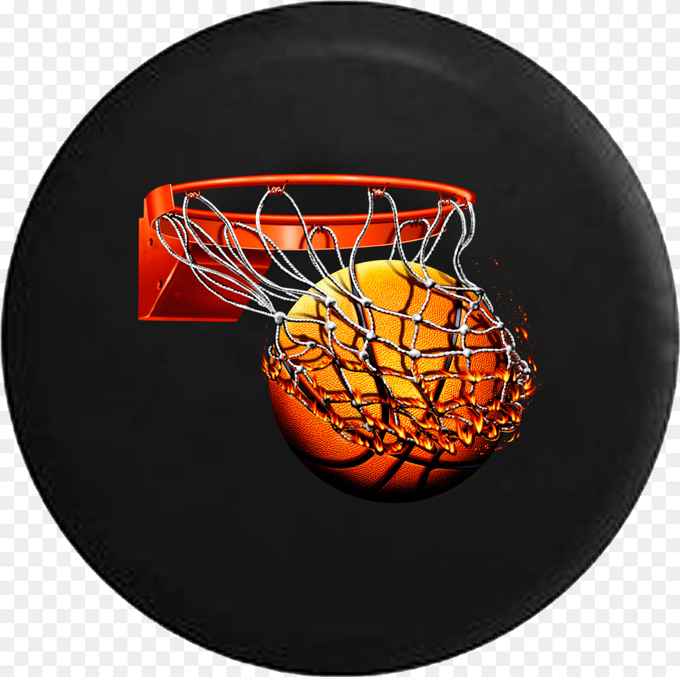 Download Hd Basketball Flaming Net Rim Transparent Basketball On Fire, Sphere Free Png