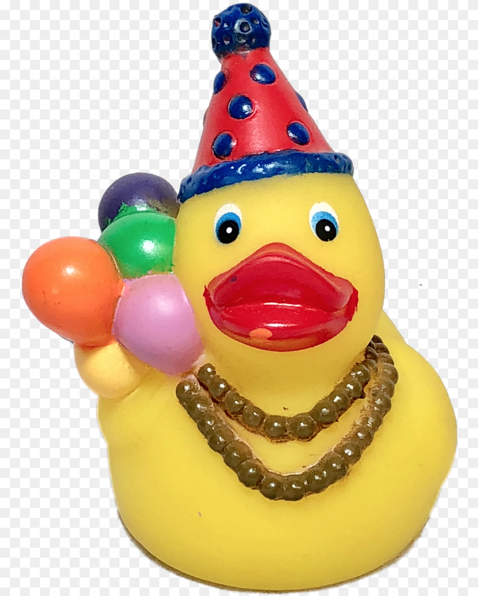 Download Hd Birthday Balloons Rubber Duck Bath Toy Rubber Duck, Clothing, Hat, Balloon, Accessories Free Png