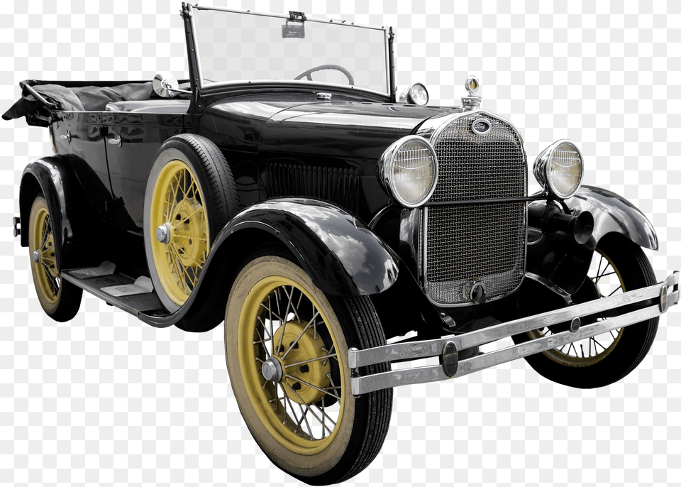 Download Hd Black Oldtimer Model T Ford Black Background, Antique Car, Car, Model T, Transportation Png Image