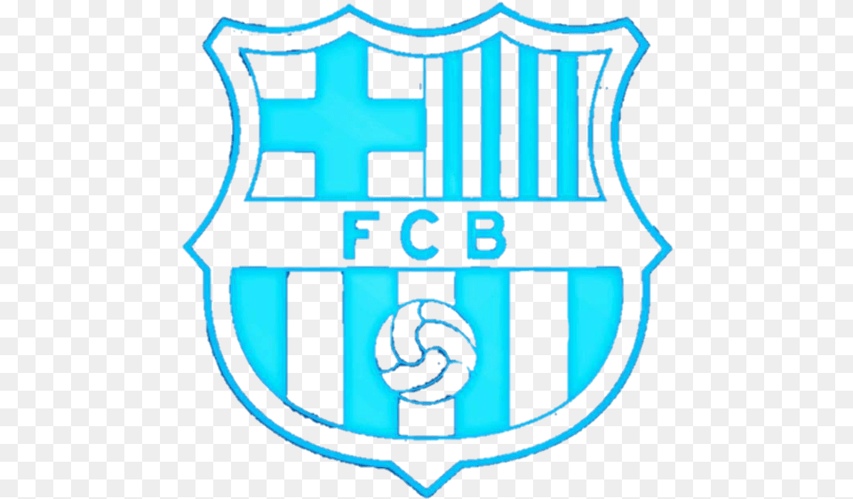 Download Hd Blue Fcb Logo 2 By Samantha Fc Barcelona Logo White, Armor, Shield, Badge, Symbol Free Png
