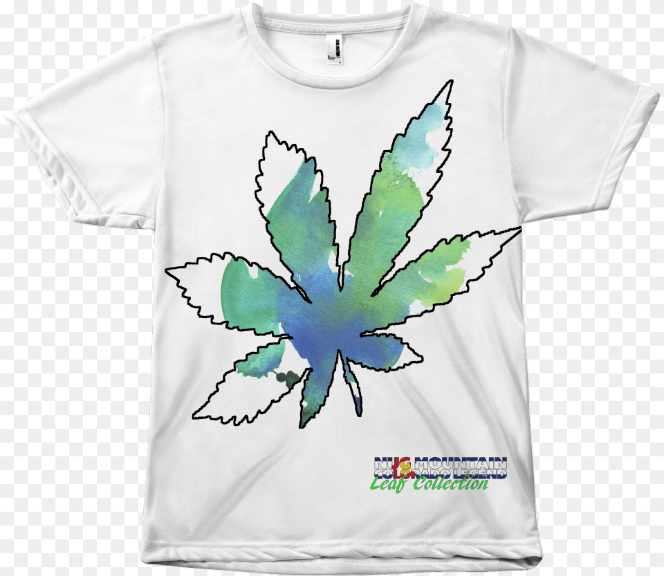 Download Hd Blue Green Watercolor Leaf Nina Simone Tshirt Active Shirt, Clothing, Plant, T-shirt Png