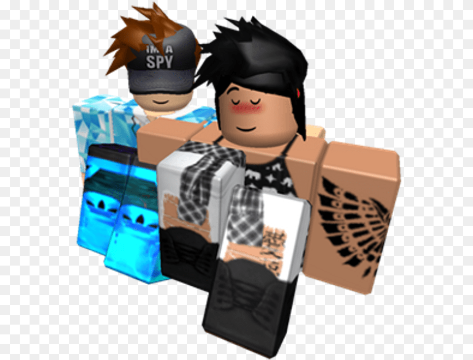 Download Hd Blushing Roblox Robloxgfx Freetoedit Boy And Girl Roblox, Box, Cardboard, Carton, Person Png