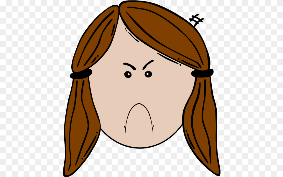 Download Hd Brunette Clipart Smiley Face Girl Sad Girl Cartoon Girl Face, Person, Head, People Free Png