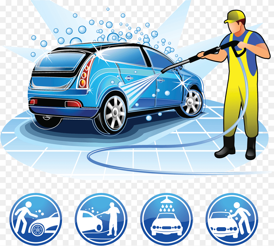 Download Hd Car Wash Car Washing Vector, Car Wash, Vehicle, Transportation, Adult Png