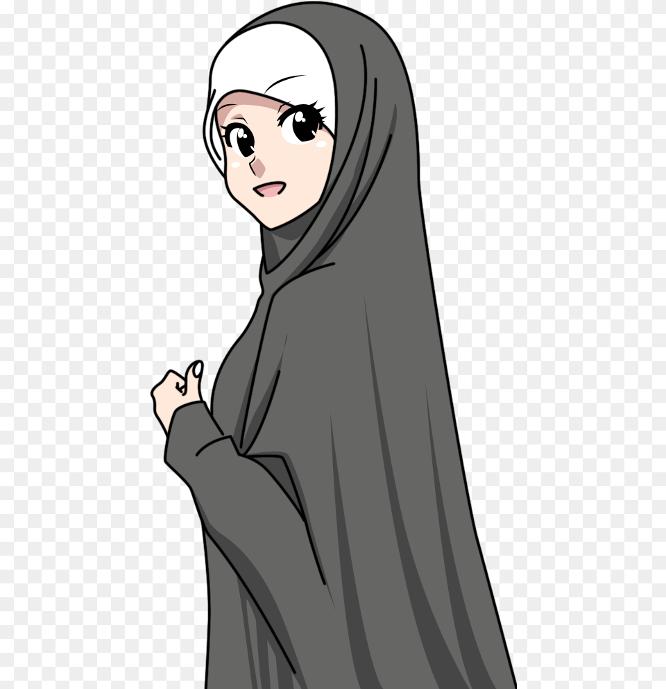 Download Hd Cartoon Girls Islam Muslim Islamic Hijab Flower Art, Fashion, Adult, Female, Person Png Image