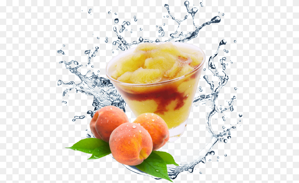 Download Hd Champagne Peach Fruit Puree And Desert Pear Water Splash, Food, Plant, Produce, Cup Free Transparent Png