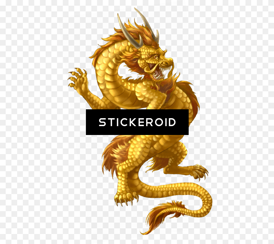 Download Hd Chinese Dragon Golden Chinese Dragon, Animal, Bird Free Png