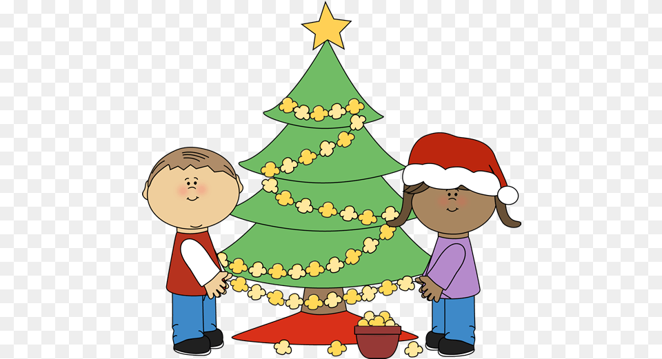 Download Hd Christmas Clip Art Decorate A Christmas Tree Children Cartoon Christmas Baby, Person, Christmas Decorations, Festival Free Transparent Png